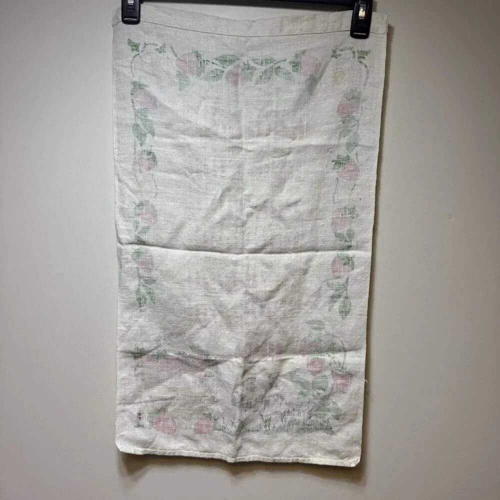 Vintage 1980 Cloth Wall Calendar Strawberry Mushroom Kitchen Cottagecore Granny
